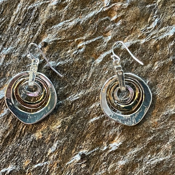 Silver & Gold Handmade Circle Earrings - Picture 5 of 6